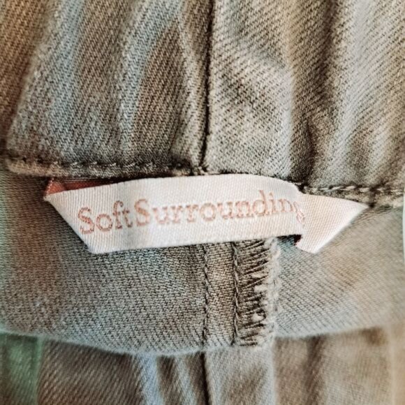 Soft Surroundings Metro Denim Snap Ankle Army Green Pants - Picture 5 of 8